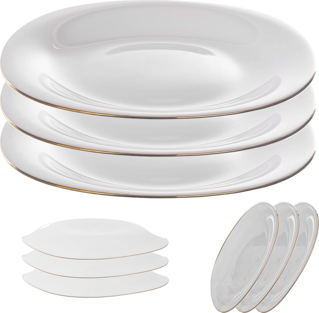 KADAX Speiseteller, Spülmaschinengeeignetes 3 Teller-Set, Essteller aus verstärktem Glas, modernes Geschirr für Haus und Restaurant, Zeitloses D...