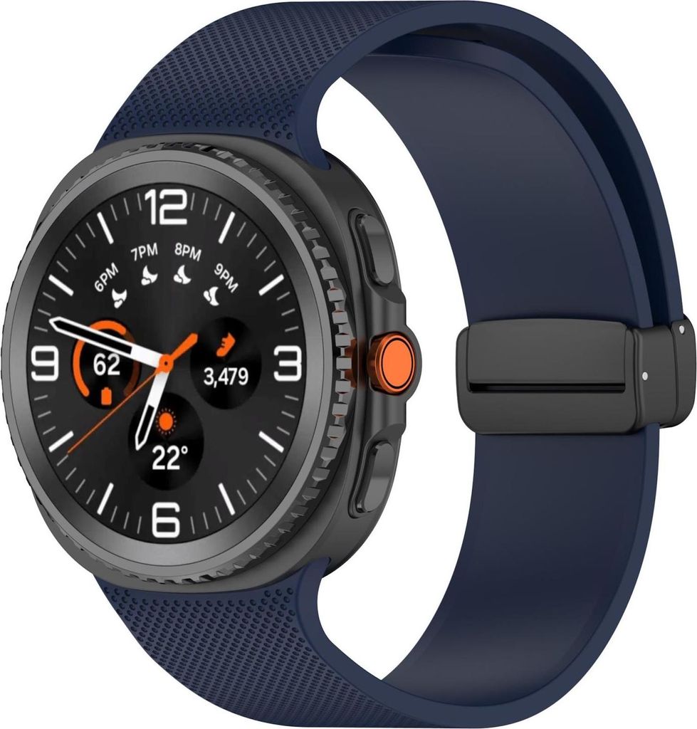 Silikon Armband mit Magnetverschluss für Samsung Galaxy Watch 8 / 8 Classic Karo Design Dunkelblau