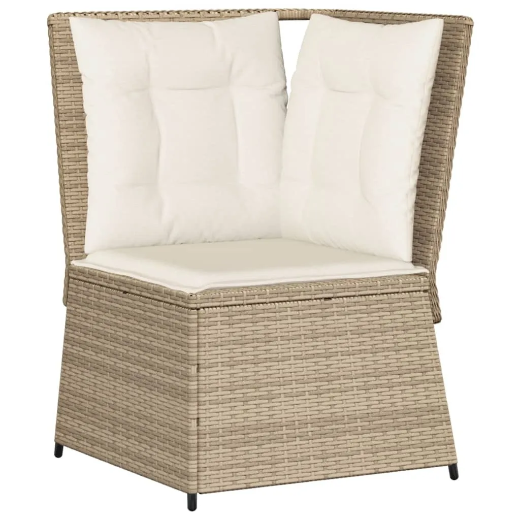 Divano da Giardino Angolare vidaXL in Poly Rattan Beige con Cuscini