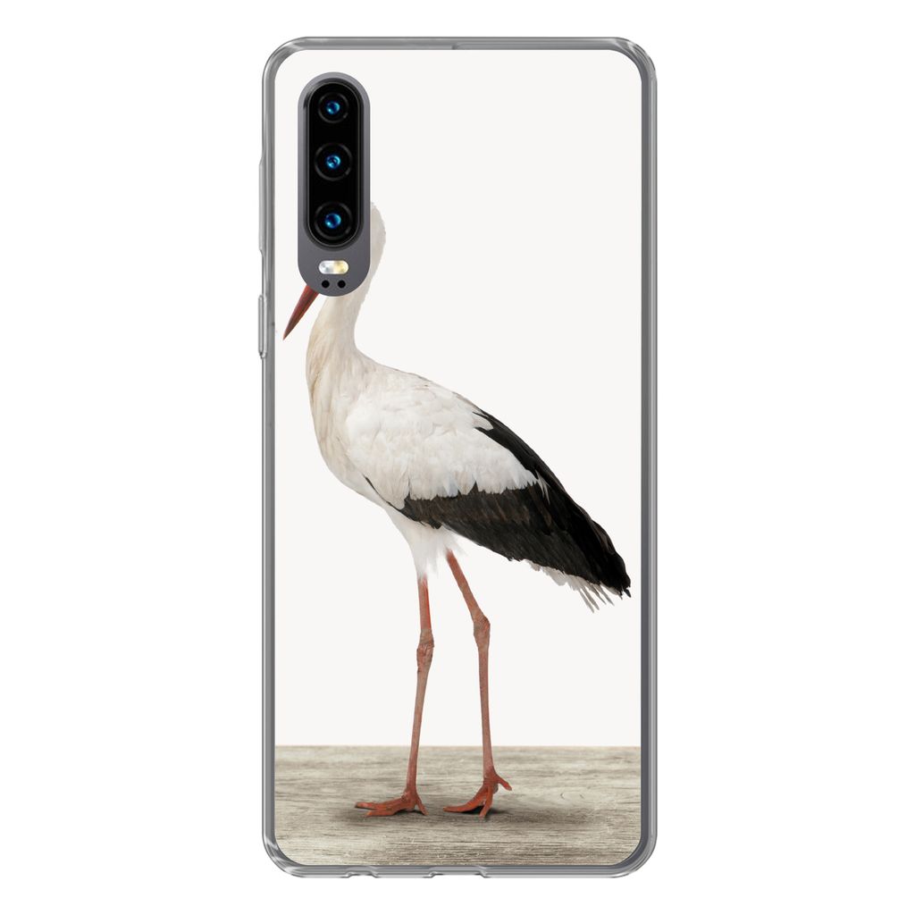 MuchoWow Handyhülle Schutzhülle Hülle für Huawei P30 Storch - Vogel - Tiere - Jungen - Kinder - Mädchen Silikon Softcase Handy Hülle - Kart...