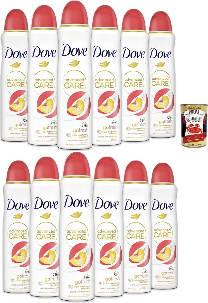 Dove Deo Spray Advanced Care Go Fresh Pfirsch, Mit feuchtigkeitsspendenden und empfindlichen Formel auf der Haut, ohne Alkohol, trockene Haut bis z...