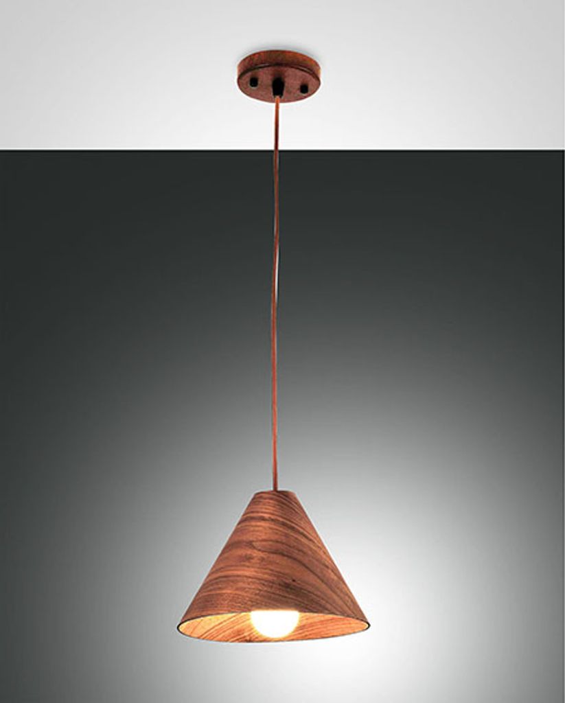 Fabas Luce Pendelleuchte Esino E27 Ø250mm Walnussfarben Produktbild 