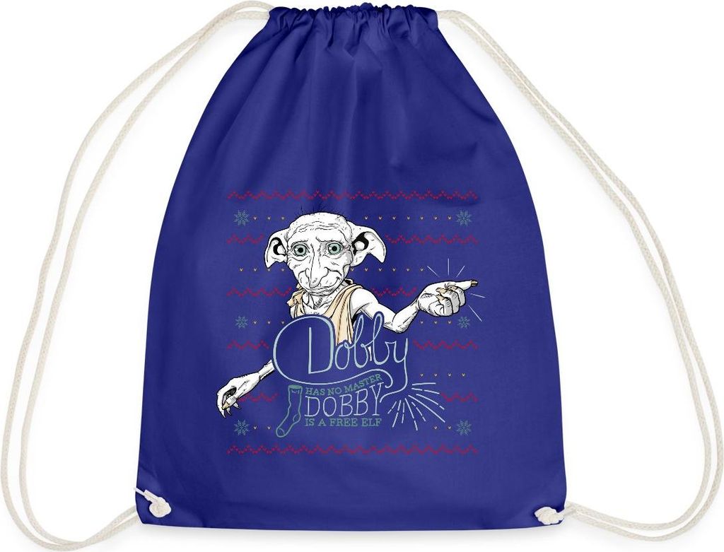 Spreadshirt Harry Potter X-Mas Dobby Weihnachtself Turnbeutel, One size, Königsblau