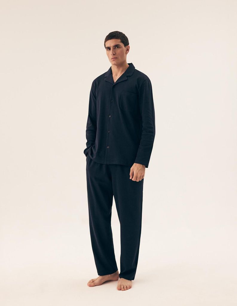 Henderson Herren Pyjama - Bequeme 100% Baumwolle, Dunkelblau, Basic Linie, Vielseitig für Alle Jahreszeiten, Modell 43036, Hochwertige Nachtwäsch...