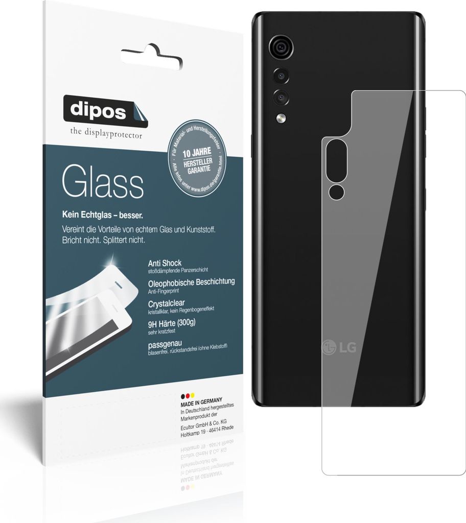 2x LG Velvet 5G Rückseite Schutzfolie - Anti-Shock 9H Folie dipos Glass