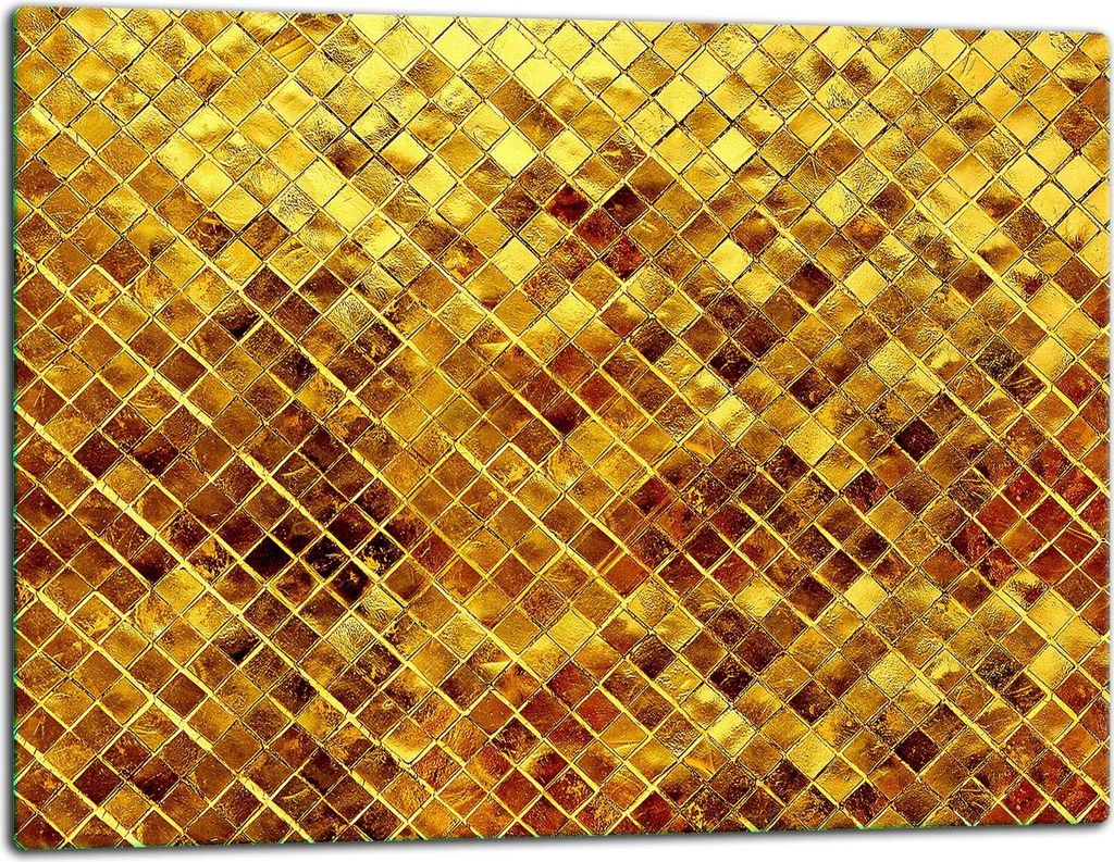 Glasschneidebrett Herdabdeckplatte Glaskeramikkochfeld Universal 52x40 cm Gold Mosaik