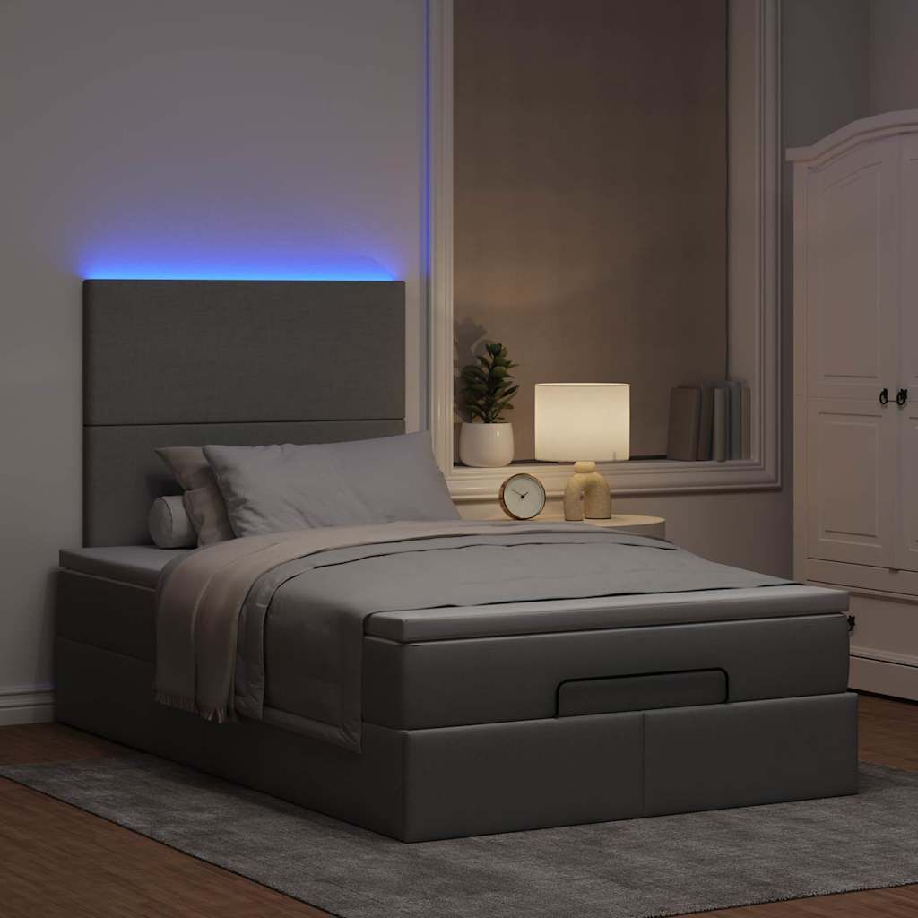Maison Exclusive - Ottoman-Bett mit Matratze & LEDs Hellgrau 120x190 cm Stoff