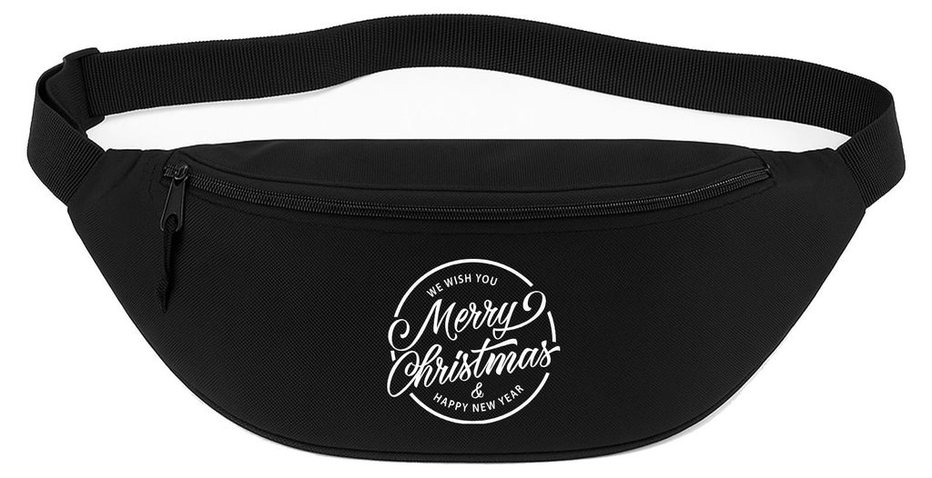 Huuraa Bauchtasche Merry Christmas Schriftzug 2,5 Liter Black Polyester Crossbody Bag Geschenkidee