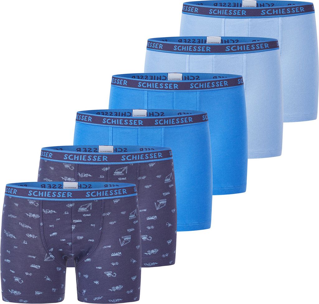 Schiesser 6er Pack Kids Boys 95/5 Organic Baumwolle Retro Short / Pant Mit komfortablen Webgummibund mit Logo, Extra hautfreundlich für höchsten ...