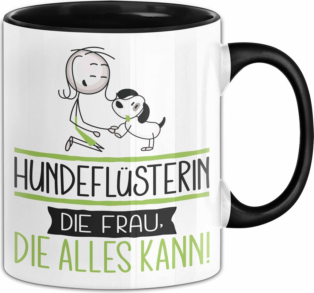 Hundeflüsterin Geschenk Tasse Becher Die Frau Die Allen Kann Geschenkidee für eine Hundeflüsterin Lustig (Schwarz)