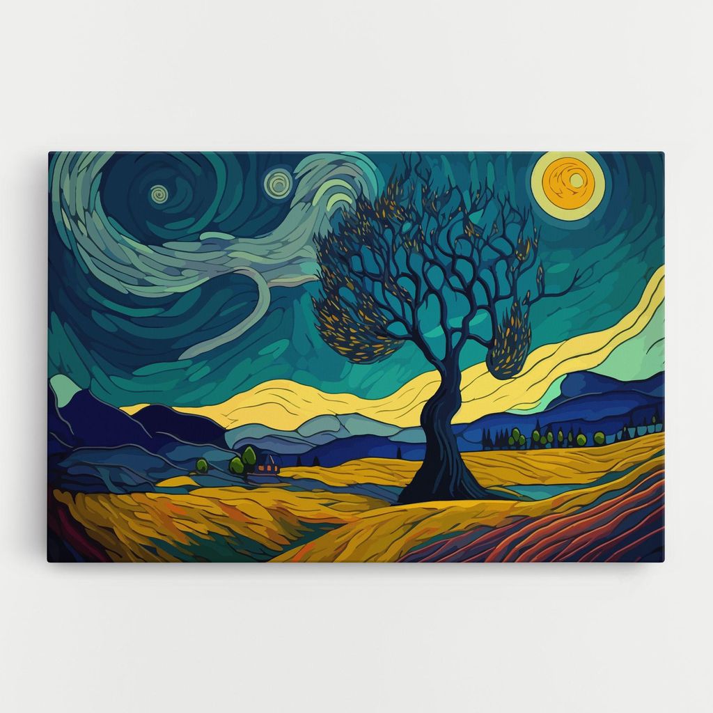 ARTHUB Leinwandbild 80x120 cm, Abstract Rural Art | Wohnzimmerdekoration, Hängende Bilder, Wanddekoration, Heimdekoration, Landschaften, Ländlich