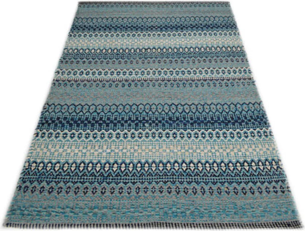 Tapis de salon Kelim Saffron 13 bleu 120x170 cm tissage plat moderne