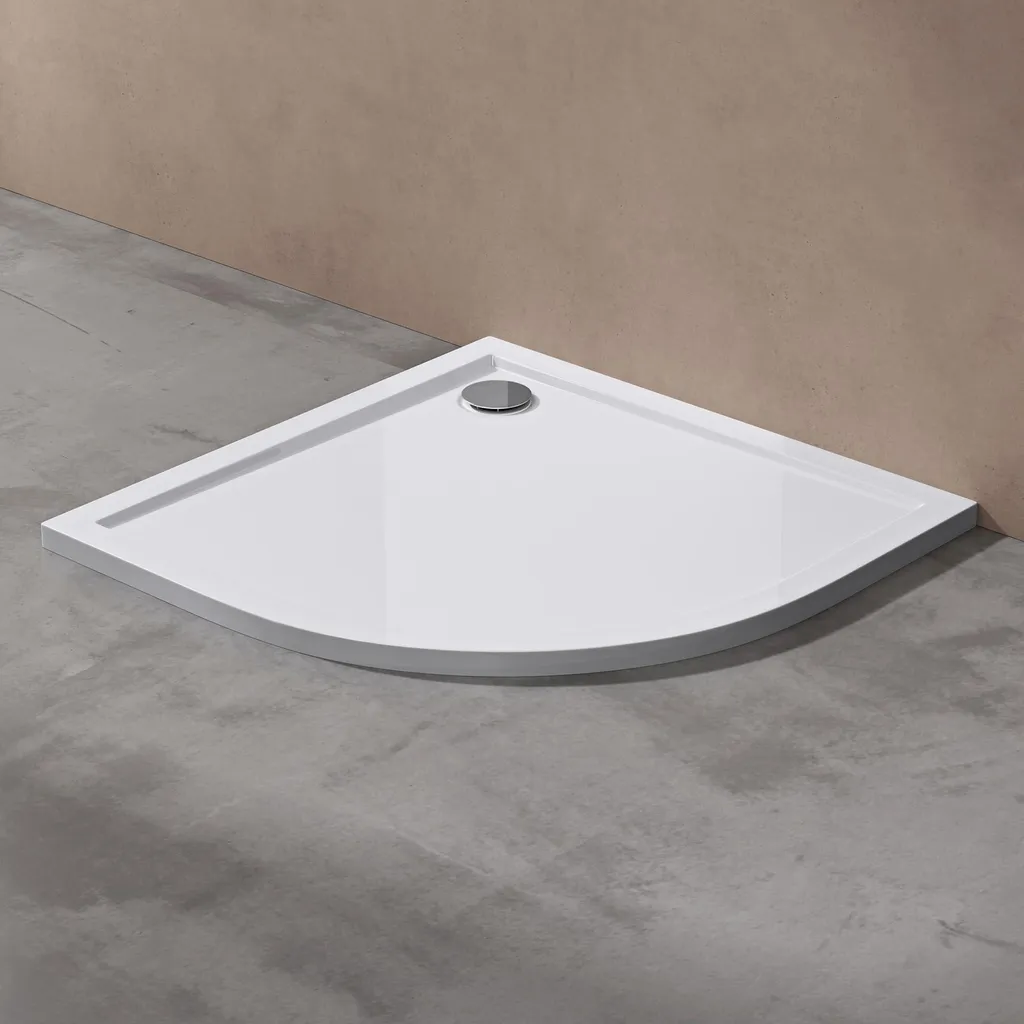 doporro Piatto Doccia con Piletta 90x90x4cm, Piatto Doccia Faro3W in Acrilico incl. Piletta di Scarico (AL01), Forma: Quadrato, Bianco