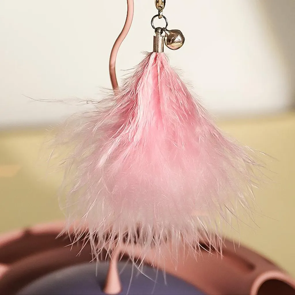 Jouet pour chat interactif circulaire avec plumes et design bicolore - 4