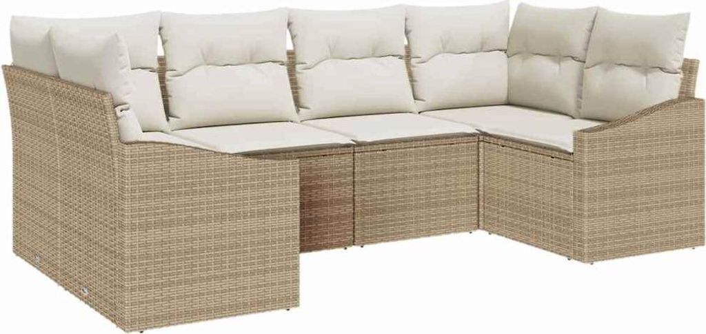 vidaXL Sofa Set mit Kissen 6 pcs Beige Poly Rattan