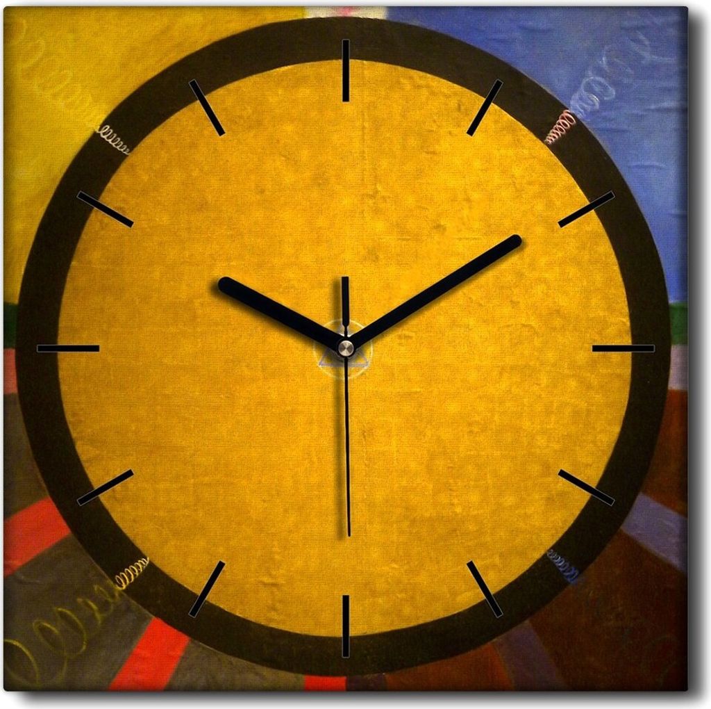 Coloray Uhr auf Leinwand 30x30 cm Wand Uhr Dekoration Wohnzimmer Segeltuch schwarze Hände -Hilma AF Walking Vintage