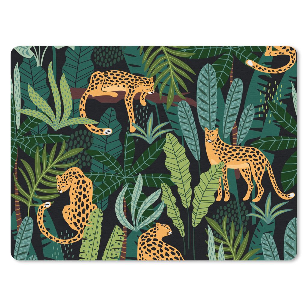 MuchoWow Mauspad Mousepad Dschungel - Panther - Muster - Jungen - Mädchen - Pflanzen 23x19 cm - Mousepads - Maus Mat - Pad - Mausunterlage - Sch...