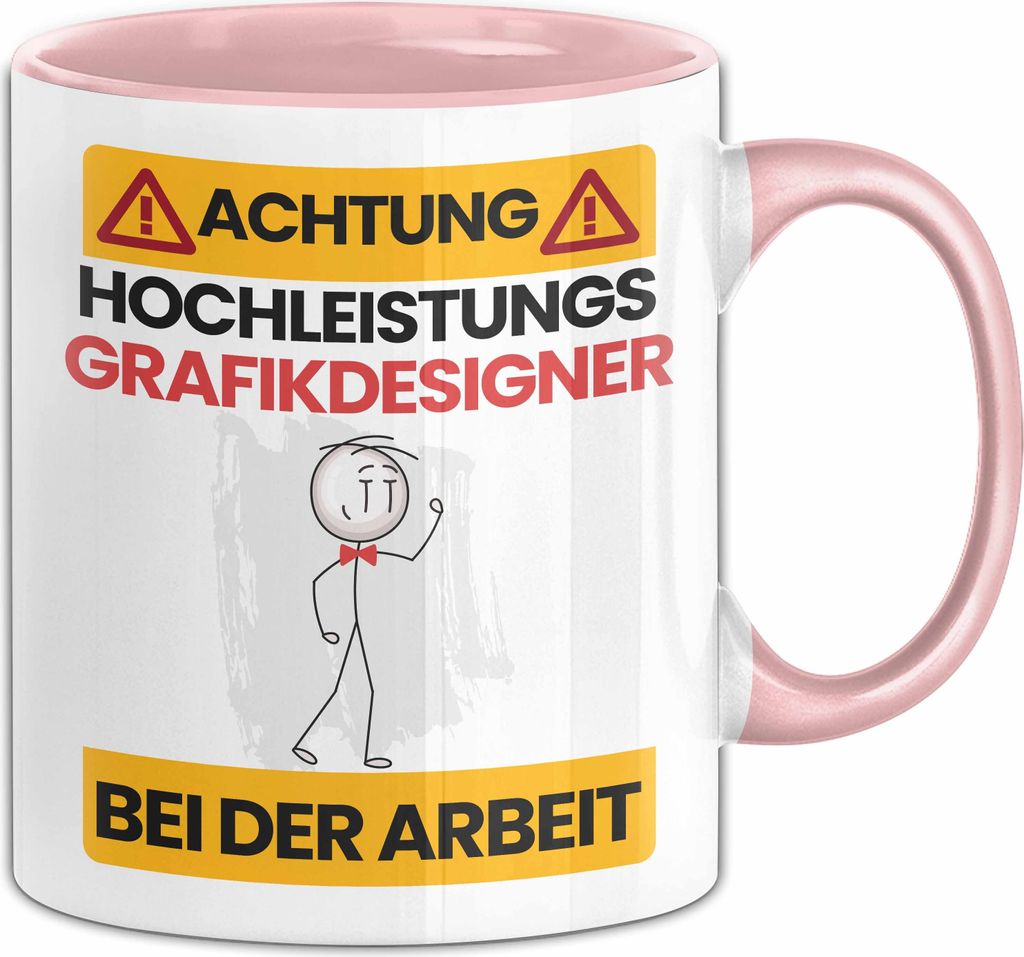 Grafikdesigner Tasse Geschenk Lustiger Spruch Geschenkidee für Grafikdesigner Achtung Hochleistungs Grafikdesigner Bei Der Arbeit (Rosa)
