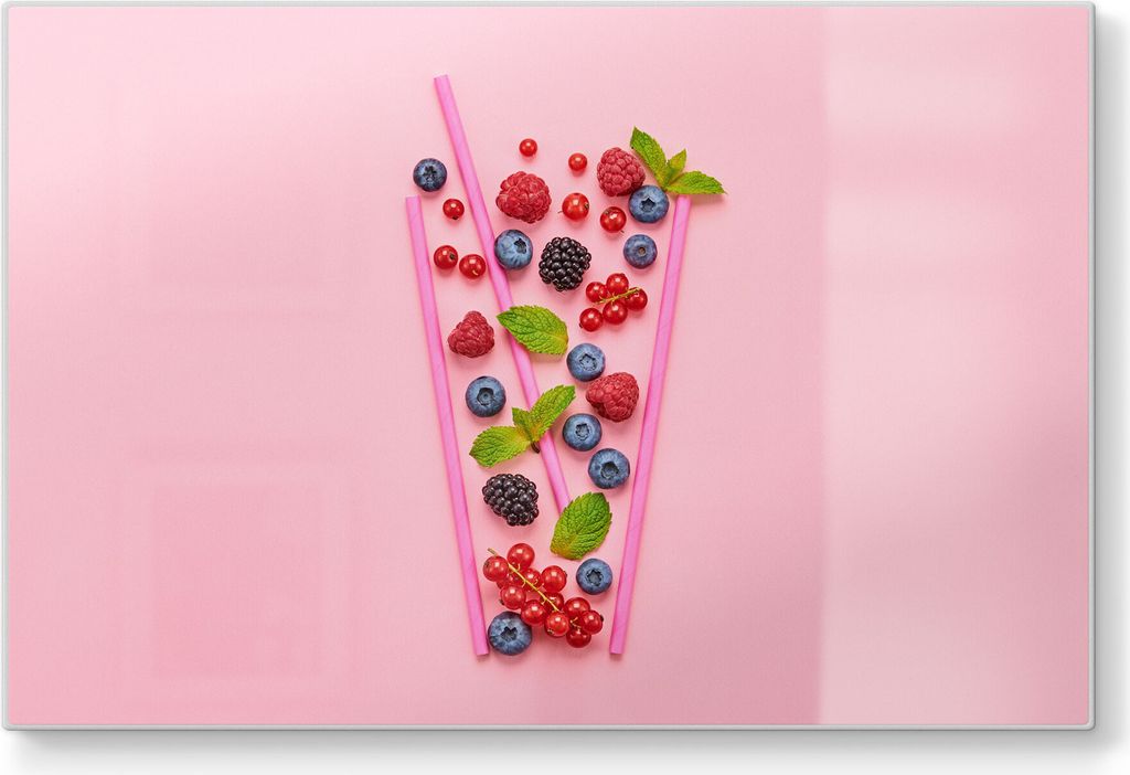 DEQORI Schneidebrett Glas 30x20 cm 'Fruchtiger Beerencocktail' Schneideplatte groß