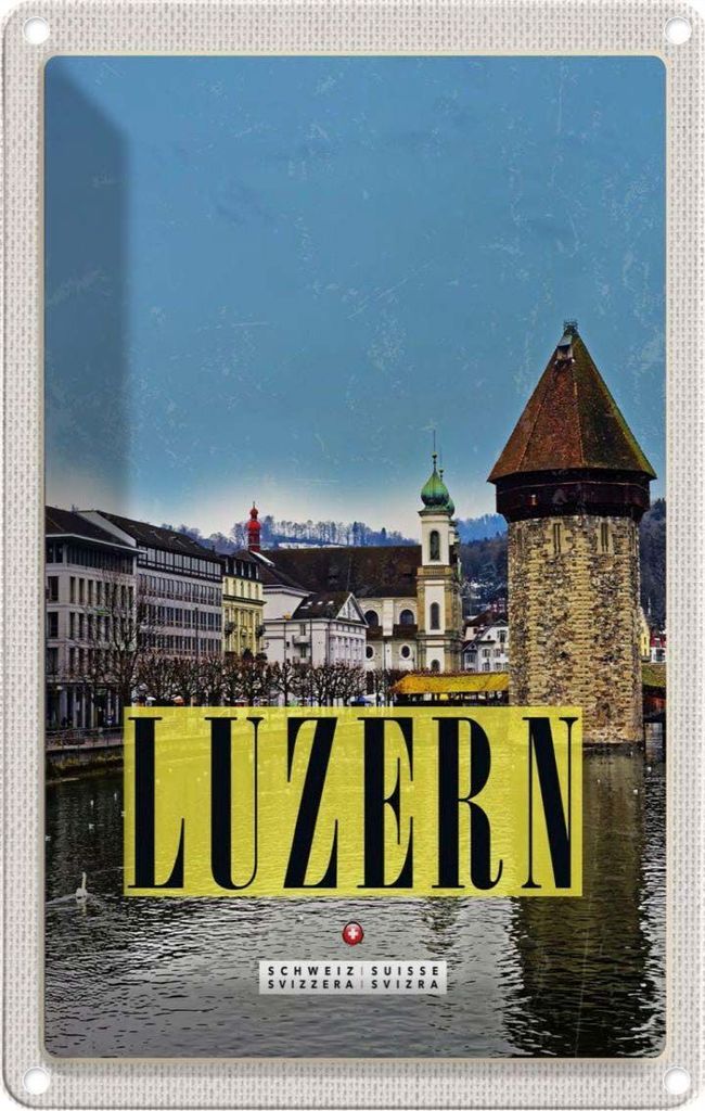 vianmo Blechschild 30x20 cm Luzern Stadt FamilienWanderung Bildmotiv Reisemotiv Abenteuer Reisen Urlaub