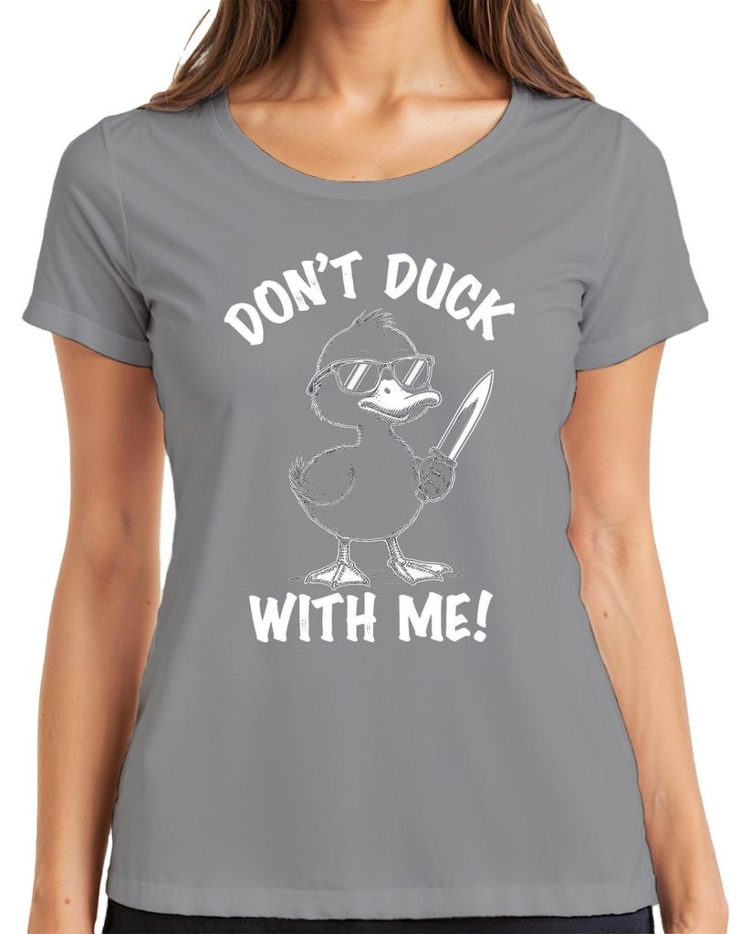 Don't Duck With Me Ente Sonnenbrille Messer lustig Geschenk Damen T-Shirt, Grau, L