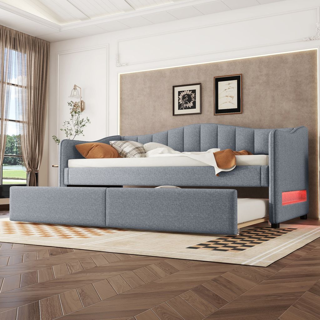 Flieks Polsterbett 90x200cm mit Ausziehbett, Schlafsofa Produktbild 1