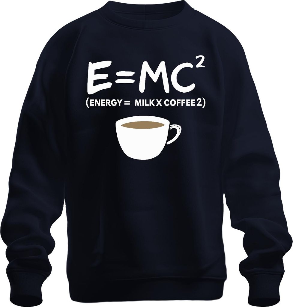 Relativitätstheorie Kaffee Formel Nerd Physik Spruch Morgenkaffee Albert Einstein Uni Sweatshirt Pullover, Navy, XXL