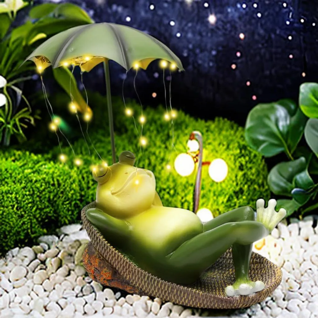 Figurine Grenouille Solaire Jardin avec 32 LED - Décoration Extérieure