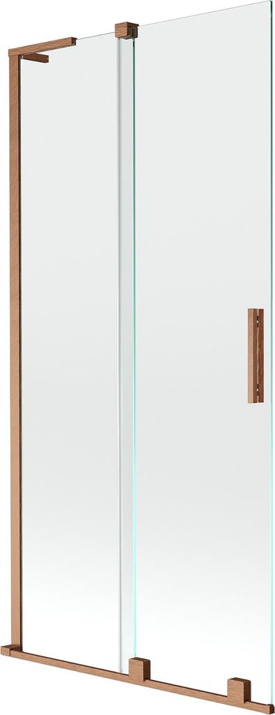 Mexen Velar L Badewannenfaltwand 2-flügelig verschiebbar 95 x 150 cm, transparent, gebürstetes Kupfer - 896-095-003-01-65