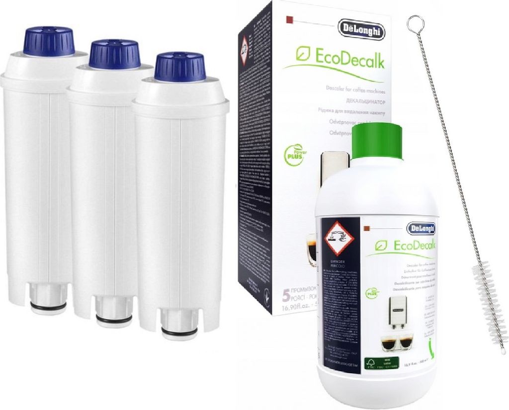 Delonghi Aqualogis AL-S002 3er-Set, EcoDecalc 500ml Entkalker 1er-Bürste AQ-434