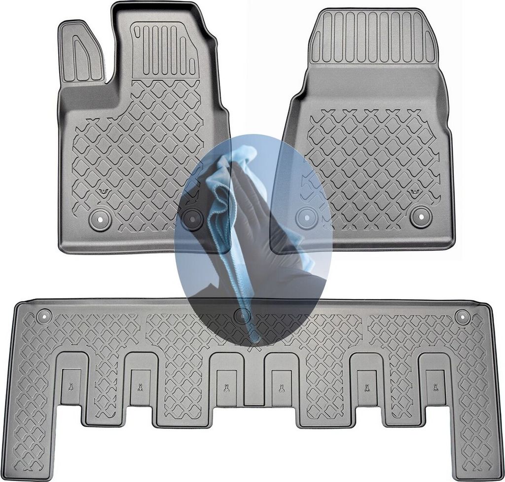 Z522407 TPE-Gummifußmatten kompatibel mit Ford Tourneo Custom L1 AUTOMATIK Sport Kleinbus 2012- 1. + 2. Sitzreihe, für Automatikgetriebe vorgesehen