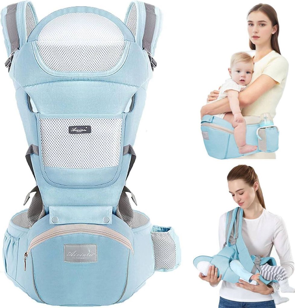OKWISH Kindertrage Bauchtrage Rückentrage Babytrage Neugeborene bis Kleinkinder Ergonomische,gemütliche und leichte Babytrage für 3-20kg Blau