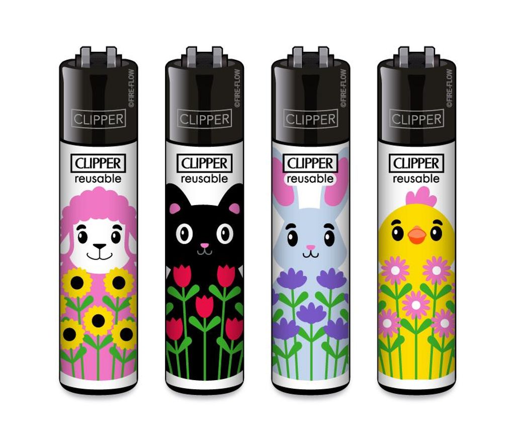 Clipper Feuerzeug 4er Set Spring Animals