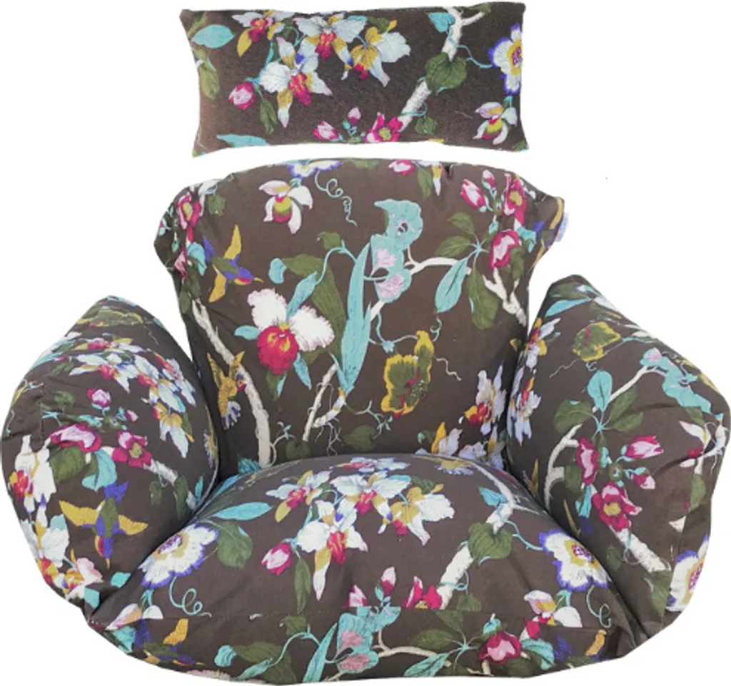 Set 5 coussins pour fauteuil suspendu style bohème - Fleur Foncée