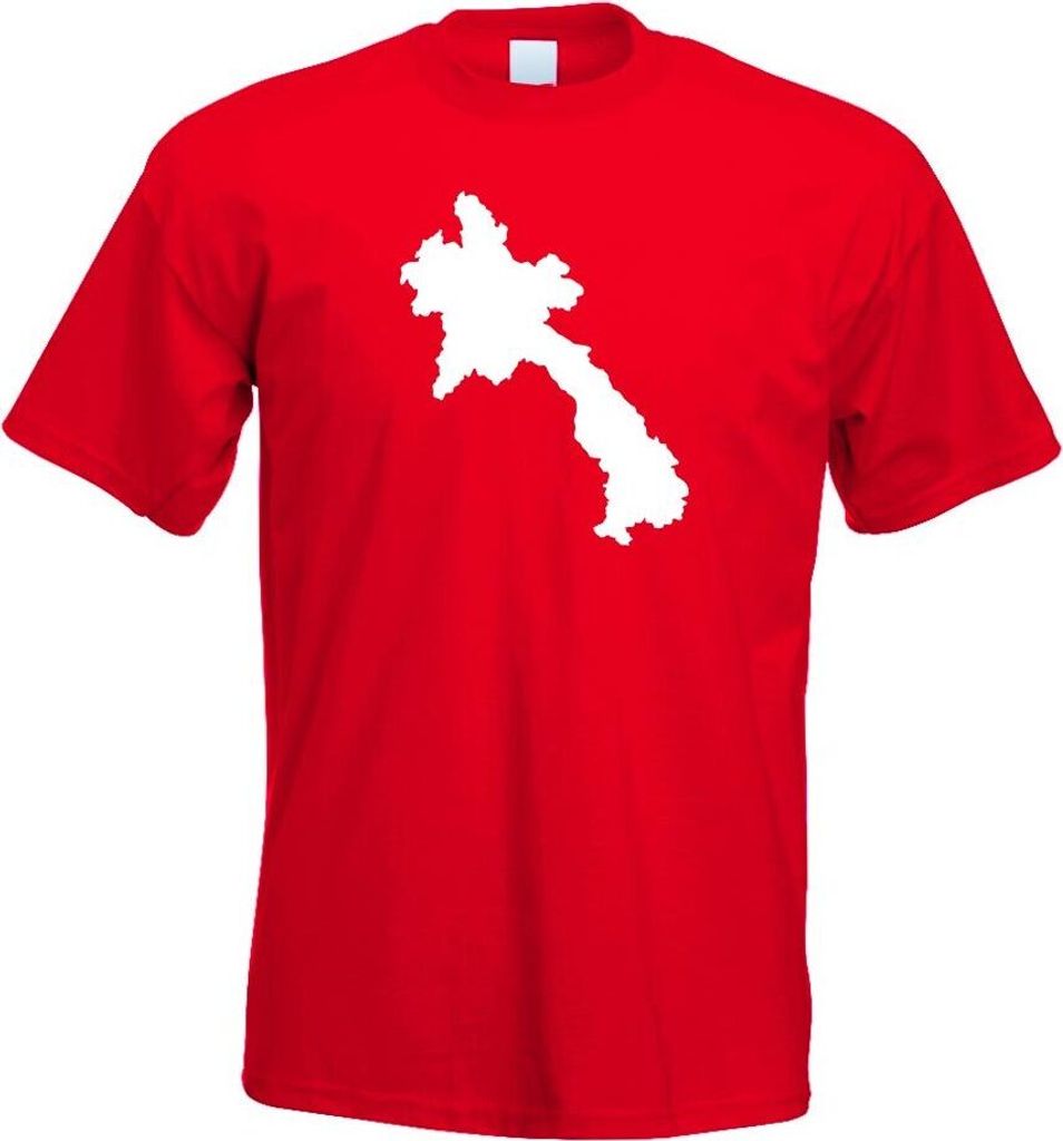 Kiwistar - T-Shirt - rot - Laos Umriss Kontur Herren Funshirt Bedruckt Design Sprüche Spruch Motive - mit Motiv Bedruckt - Funshirt Design - Sport...
