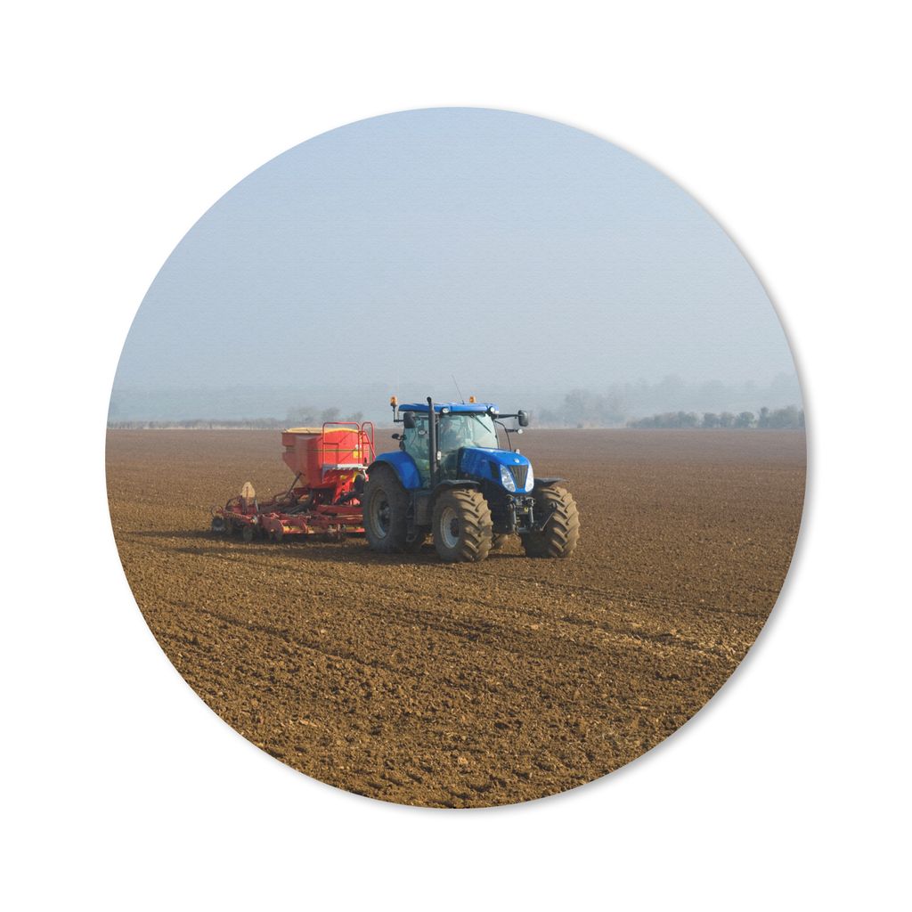 MuchoWow Mauspad Mousepad Traktor - Blau - Nebel 20x20 cm - Mousepads - Maus Mat - Pad - Mausunterlage - Schreibtischmatte
