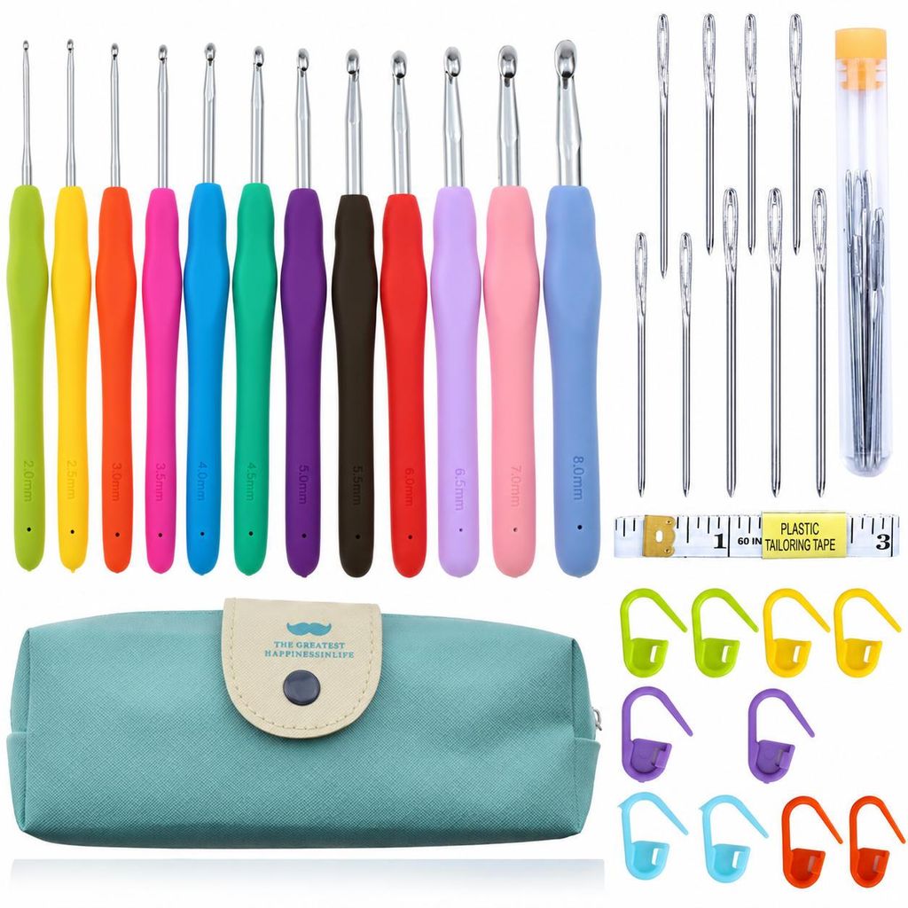 INF Set zum Häkeln (33 Teile) mit Häkelnadeln, Markern, Produktbild 