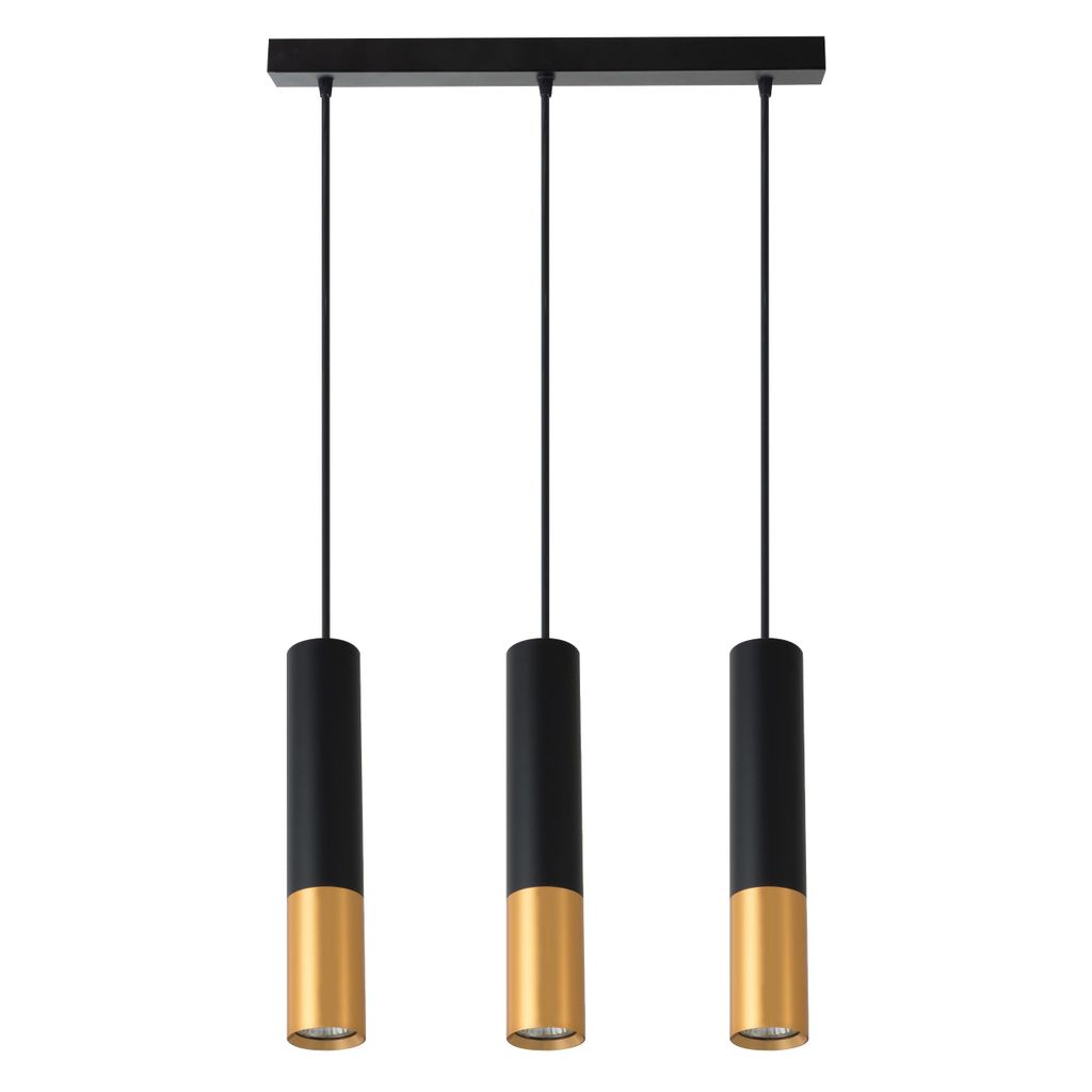 MasterLED Pendelleuchte – 3-flammig 39 cm – Schwarz Gold – GU10 – Hängelampe für Esstisch & Küche – Keon
