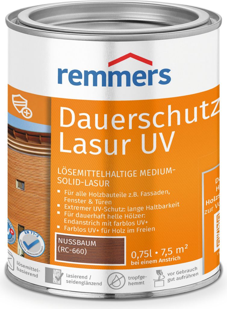 Remmers Dauerschutz-Lasur UV nussbaum (RC-660) 0,75 l, Produktbild 