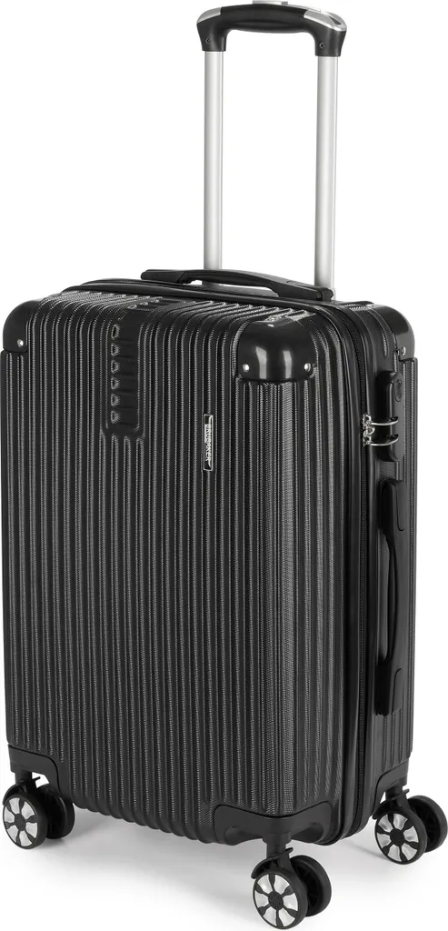 BRUBAKER valigia a mano London - valigia da viaggio con chiusura a combinazione, 4 ruote e maniglie comfort - valigia trolley 37 x 56 x 22 cm, M, nero