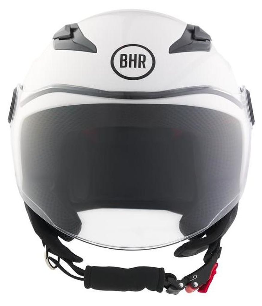 BHR 838 CHILDREN, Kinder-Motorradhelm Demi-Jet ECE 22.06, Rollerhelm mit kratzfestem Visier, Weiß, L