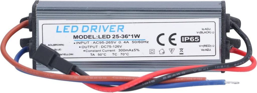 LED-Treiber-Lichttransformator DIY-Lampen-Fahrstromversorgung AC95‐265V DC75‐126V 25‐36x1W 300mA
