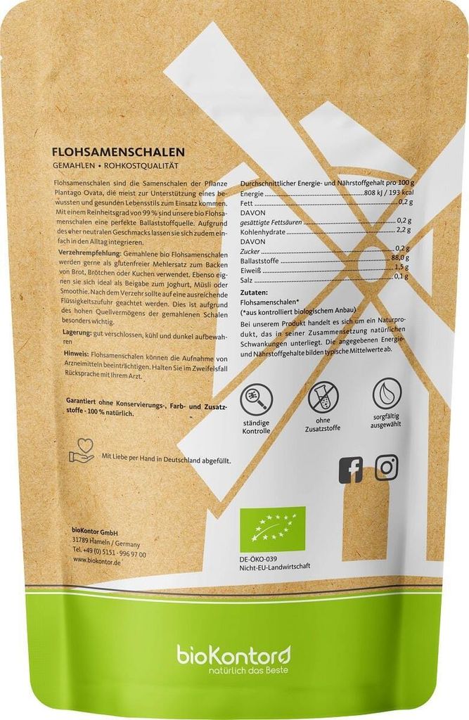 Flohsamenschalen gemahlen 500 g I 99% Reinheit I Produktbild 2