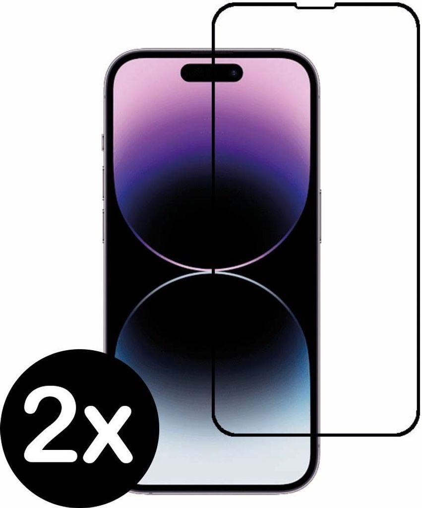 Smartphonica Full Cover Displayschutzfolie aus gehärtetem Glas für iPhone 14 Pro Max aus gehärtetem Glas mit abgerundeten Ecken - 2 Stück