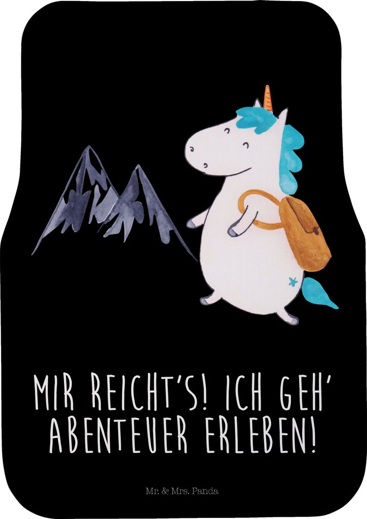 Mr. & Mrs. Panda Automatte Einhorn Bergsteiger - Schwarz - Geschenk, Auto-Fußmatte, Autoteppich, Einhörner, Weltreise, Auto Teppich, Fußmatte F...