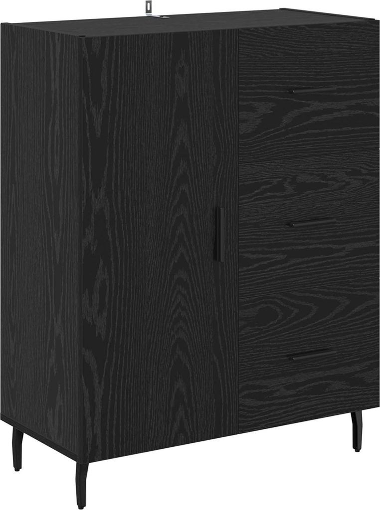 Sideboard mit Schubladen Schwarz Eichen-Optik 69,5 x 34 x 90 cm