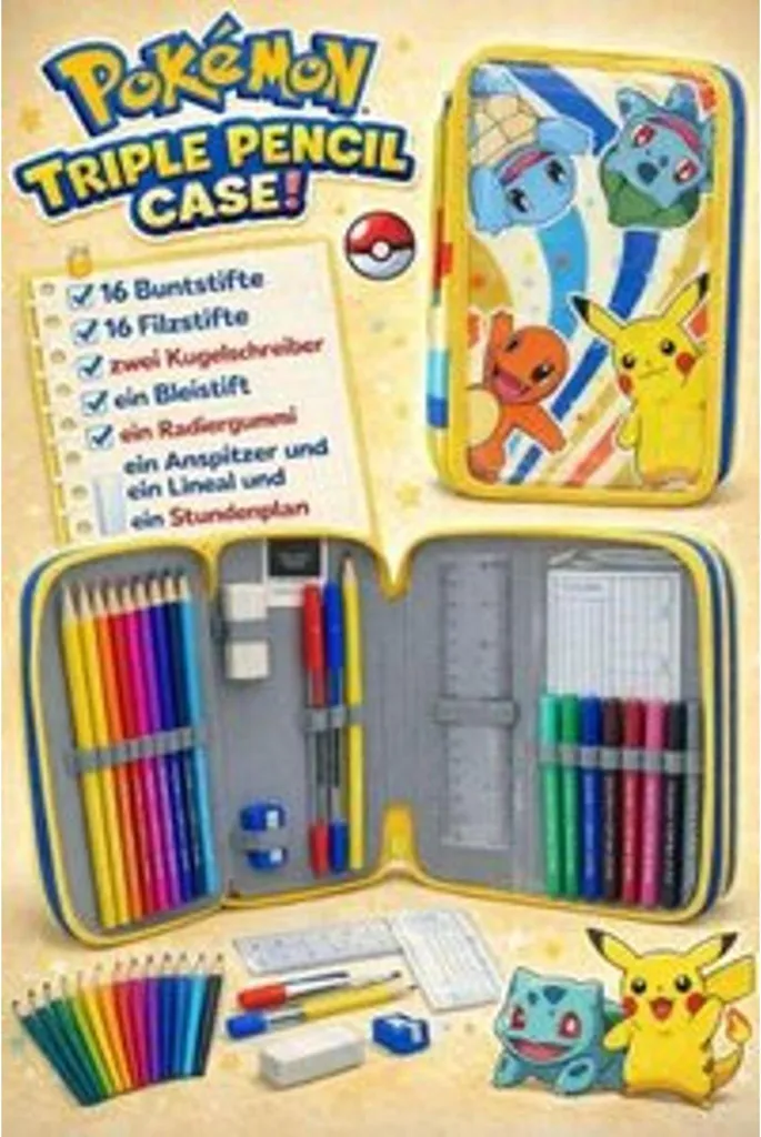 Cyp Brands Pokémon Triplo Astuccio per matite Taglia Unica