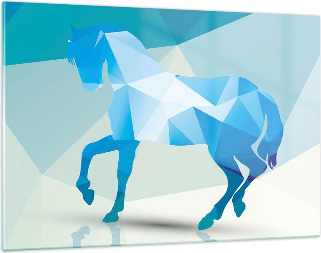Bilder auf glas - Pferd Illustration modern Grafik - 120x80cm - Glasbilder - Wandbilder - Kunstdruck - zum Aufhängen bereit - Wanddekoration aus G...