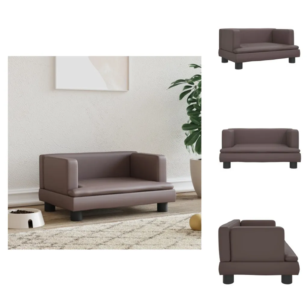 vidaXL Letto Cani 60x40x30 Marrone Similpelle | Robusto e Lavabile