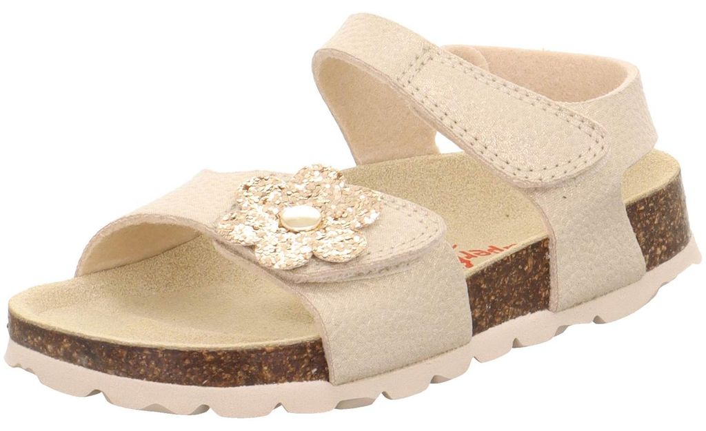 Superfit Fussbettpantoffel Mädchen Fashion-Sandale mit Glanzeffekt Gold, 1-000118-9710